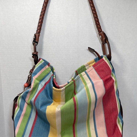 Fossil Shoulder Canvas Striped Material Boho Style ZB2267. - Picture 1 of 16
